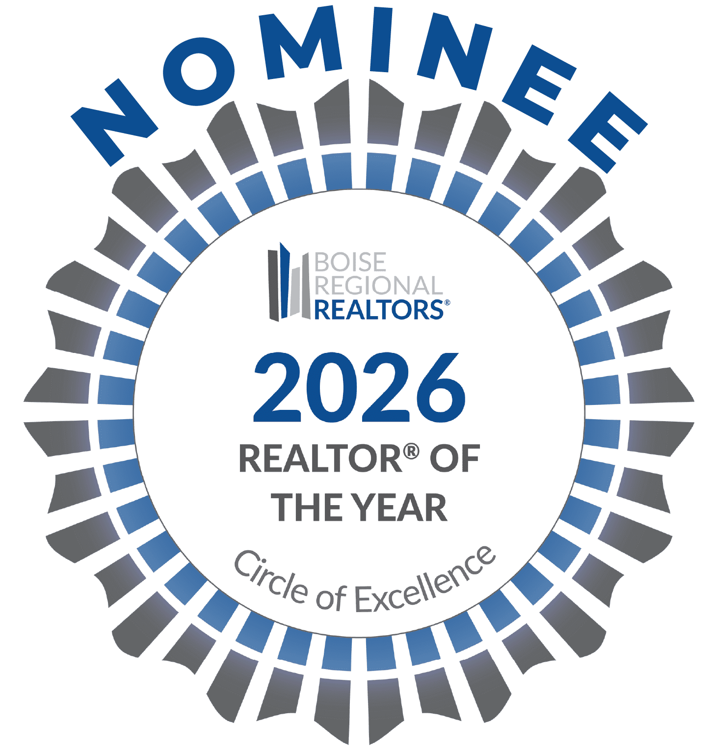 2026 Realtor® of the Year nominee badge from Boise Regional Realtors.