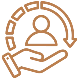 User support icon with arrow