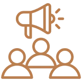 Communication symbol with people and megaphone